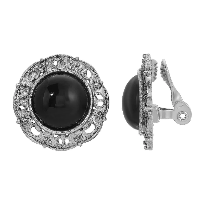 Fashion-Forward Jewelry At Exclusive Discounts 1928 Jewelry Round Jet Black Stone Clip Earrings Fashion-Forward Jewelry At Exclusive Discounts 1928 Jewelry Round Jet Black Stone Clip Earrings