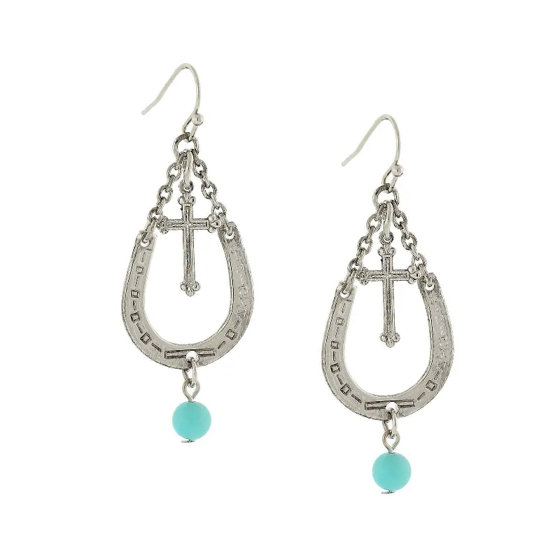 Affordable Luxury Jewelry For Every Occasion 1928 Jewelry Southwest Turquoise Accent Horseshoe And Cross Drop Earrings Affordable Luxury Jewelry For Every Occasion 1928 Jewelry Southwest Turquoise Accent Horseshoe And Cross Drop Earrings
