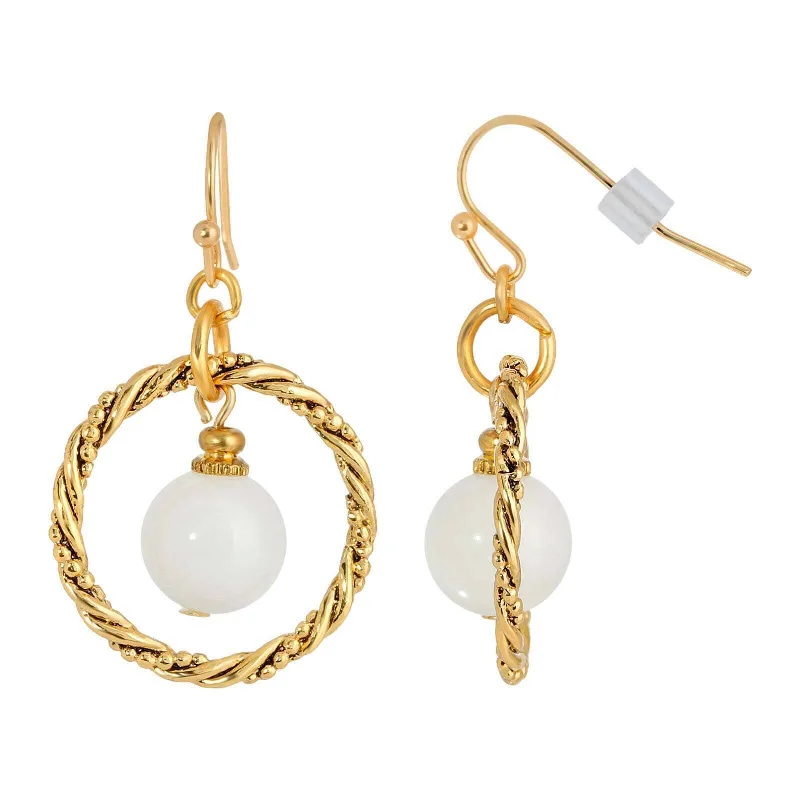 Holiday Jewelry Sale – Perfect Gifts At Great Prices 1928 Jewelry White Quartz Bead Twisted Hoop Earrings Holiday Jewelry Sale – Perfect Gifts At Great Prices 1928 Jewelry White Quartz Bead Twisted Hoop Earrings