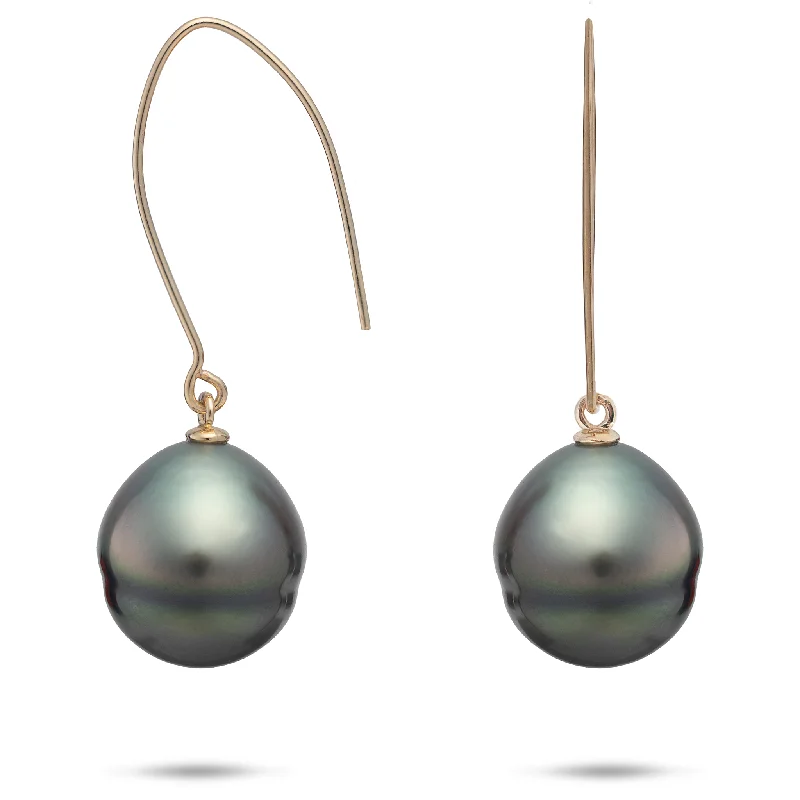 Classic And Modern Jewelry Styles On Sale Circle Tahitian Black Pearl Earrings in Gold - 12-15mm Classic And Modern Jewelry Styles On Sale Circle Tahitian Black Pearl Earrings in Gold - 12-15mm