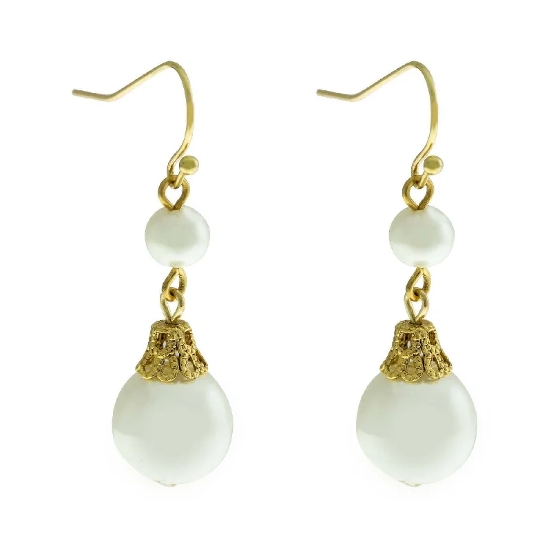 Limited-Time Offer On Elegant Jewelry Pieces 1928 Jewelry Double Faux Pearl Drop Wire Earrings Limited-Time Offer On Elegant Jewelry Pieces 1928 Jewelry Double Faux Pearl Drop Wire Earrings