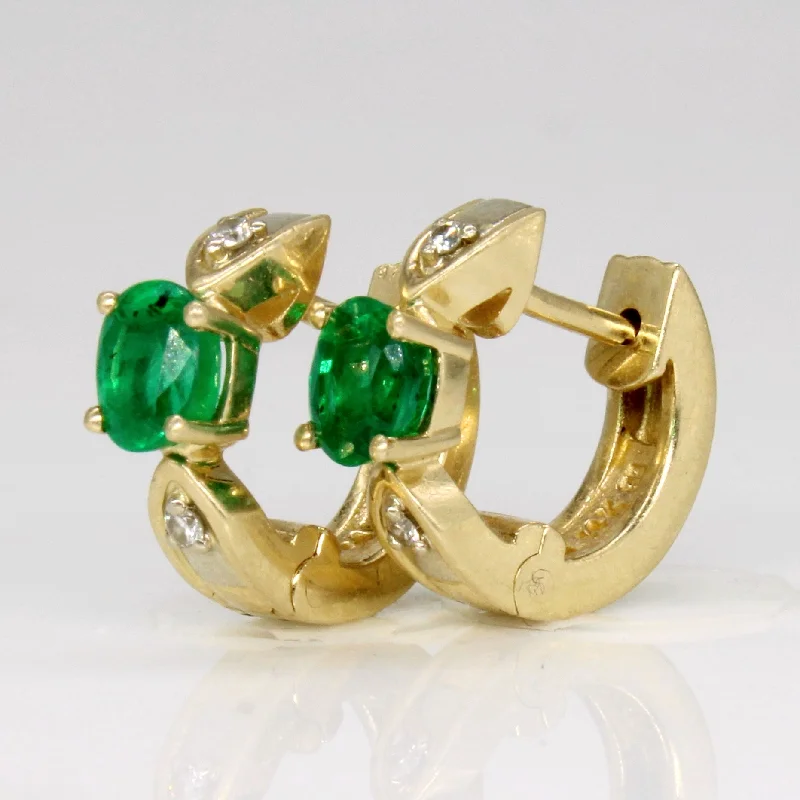 Romantic Heart-Shaped Jewelry For Special Gifts Emerald & Diamond Hoop Earrings | 0.60ctw, 0.04ctw | Romantic Heart-Shaped Jewelry For Special Gifts Emerald & Diamond Hoop Earrings | 0.60ctw, 0.04ctw |