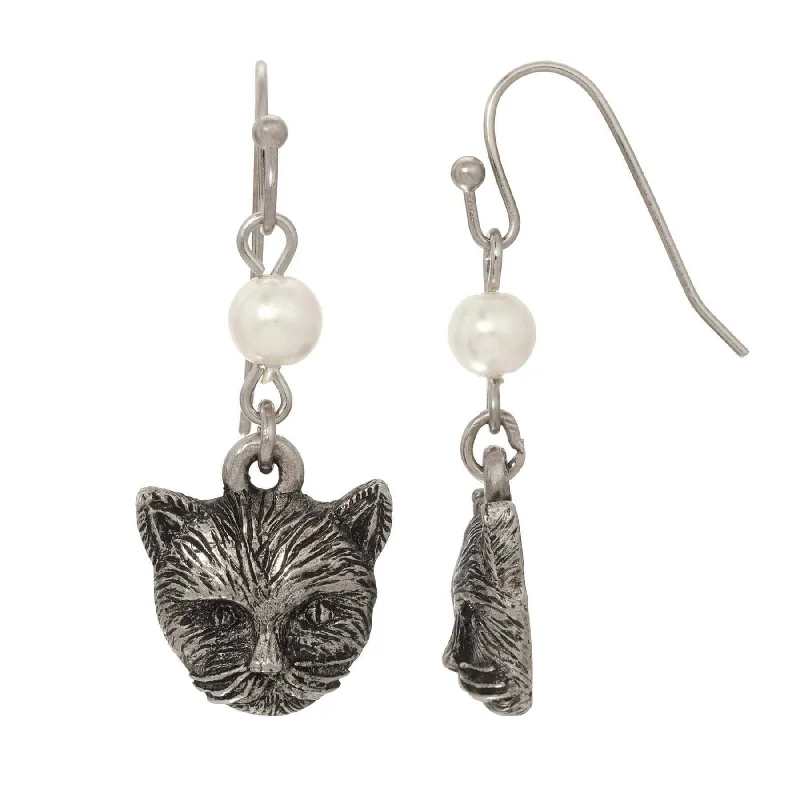 Clearance Sale On High-End Jewelry Collections 1928 Jewelry Faux Pearl Cat Dangling Earrings Clearance Sale On High-End Jewelry Collections 1928 Jewelry Faux Pearl Cat Dangling Earrings