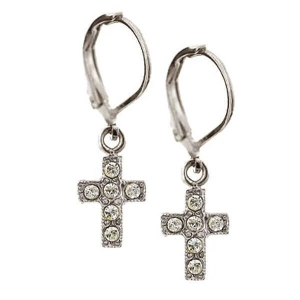 Dainty Floral Jewelry For Feminine Elegance Symbols Of Faith AB Crystal Cross Lever Back Drop Earrings Dainty Floral Jewelry For Feminine Elegance Symbols Of Faith AB Crystal Cross Lever Back Drop Earrings