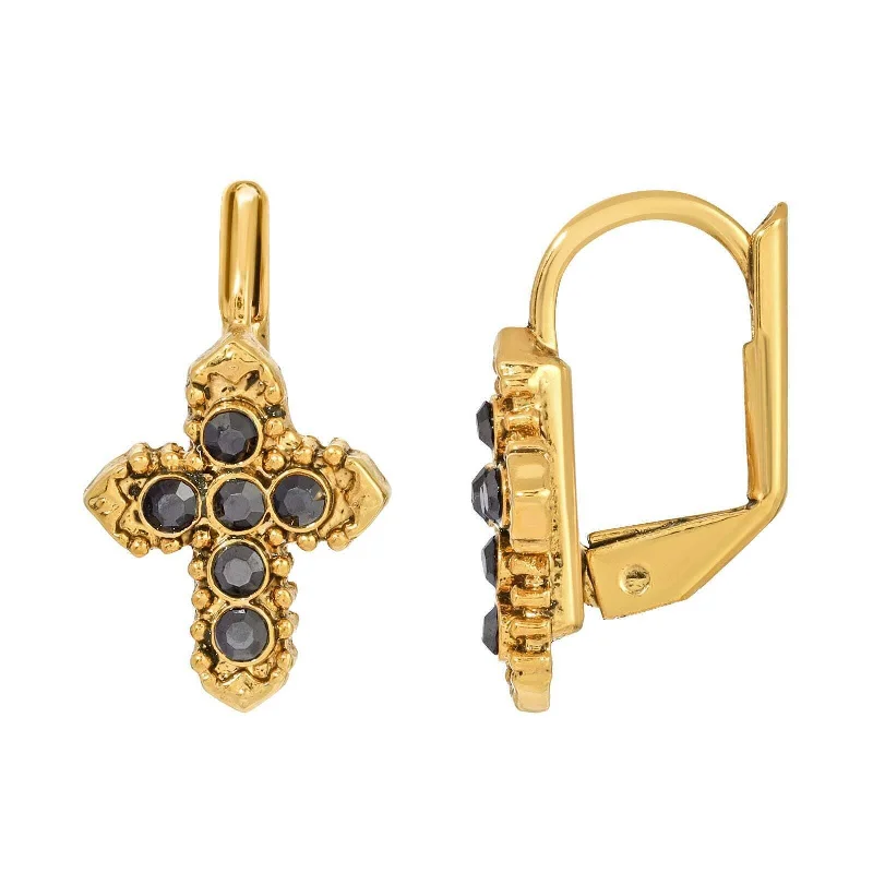 Breathtaking Jewelry, Breathtaking Prices Symbols Of Faith Black Hematite Crystal Cross Earrings Breathtaking Jewelry, Breathtaking Prices Symbols Of Faith Black Hematite Crystal Cross Earrings