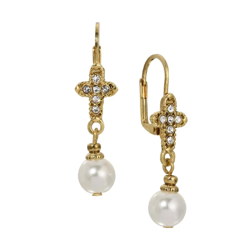 Get The Sparkle You Love At Prices You Adore Symbols Of Faith Crystal Cross Faux Pearl Elegance Dangling Earrings Get The Sparkle You Love At Prices You Adore Symbols Of Faith Crystal Cross Faux Pearl Elegance Dangling Earrings