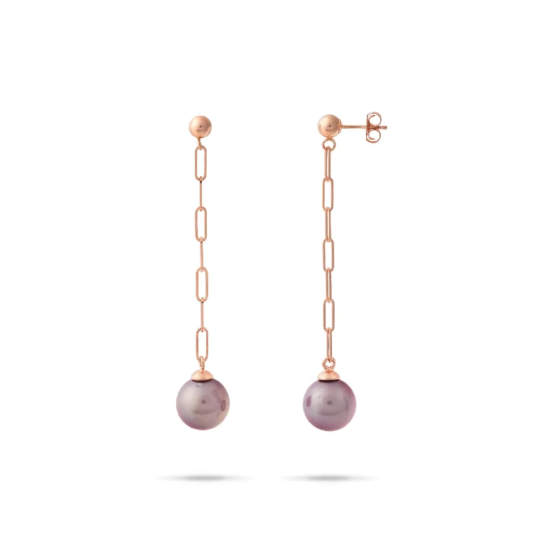 Fine Jewelry, Limited-Time Offers Available Ultraviolet Freshwater Pearl Paperclip Chain Earrings in Rose Gold - 9-10mm Fine Jewelry, Limited-Time Offers Available Ultraviolet Freshwater Pearl Paperclip Chain Earrings in Rose Gold - 9-10mm