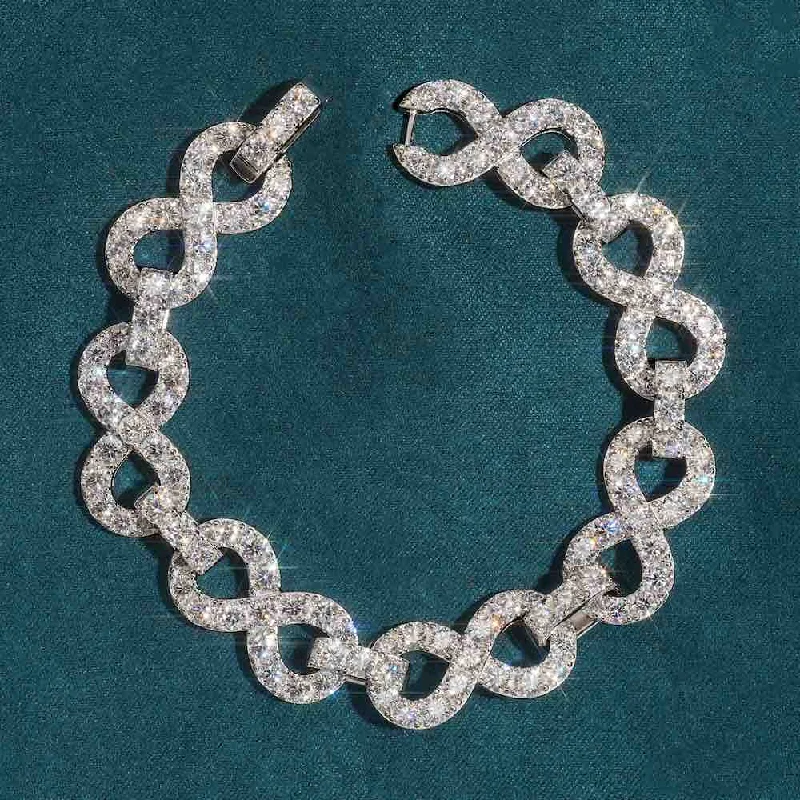 Eco-Friendly Sustainable Jewelry For Conscious Buyers 13MM Moissanite Infinity Link Bracelet 14K Gold Eco-Friendly Sustainable Jewelry For Conscious Buyers 13MM Moissanite Infinity Link Bracelet 14K Gold