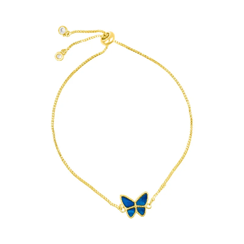 The Ultimate Jewelry Sale – Shop Premium Styles 14k Gold Plated Blue Butterfly Bolo Bracelet The Ultimate Jewelry Sale – Shop Premium Styles 14k Gold Plated Blue Butterfly Bolo Bracelet