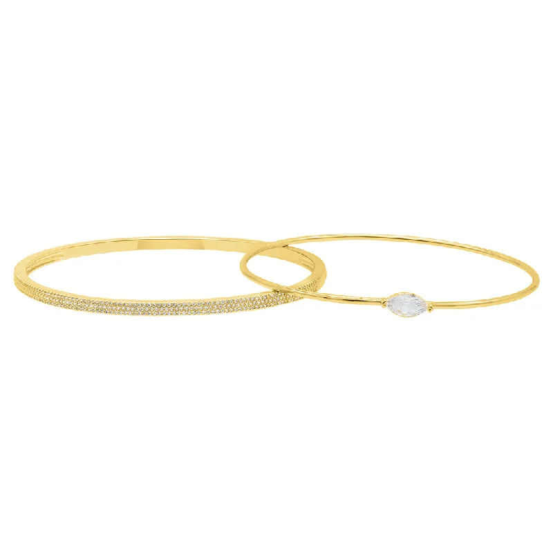 Breathtaking Jewelry At Limited-Time Savings 14k Gold Plated Marquis and Pave Stacking Bangle Bracelet Set Breathtaking Jewelry At Limited-Time Savings 14k Gold Plated Marquis and Pave Stacking Bangle Bracelet Set