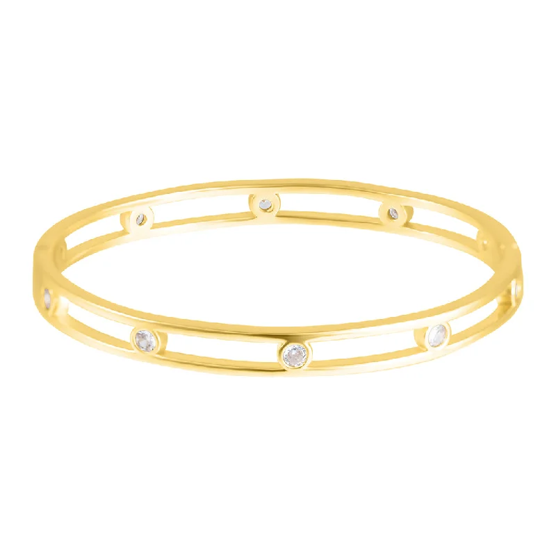 Luxury Jewelry Without The Luxury Price Tag 14k Gold Plated Studded CZ Bangle Bracelet Luxury Jewelry Without The Luxury Price Tag 14k Gold Plated Studded CZ Bangle Bracelet