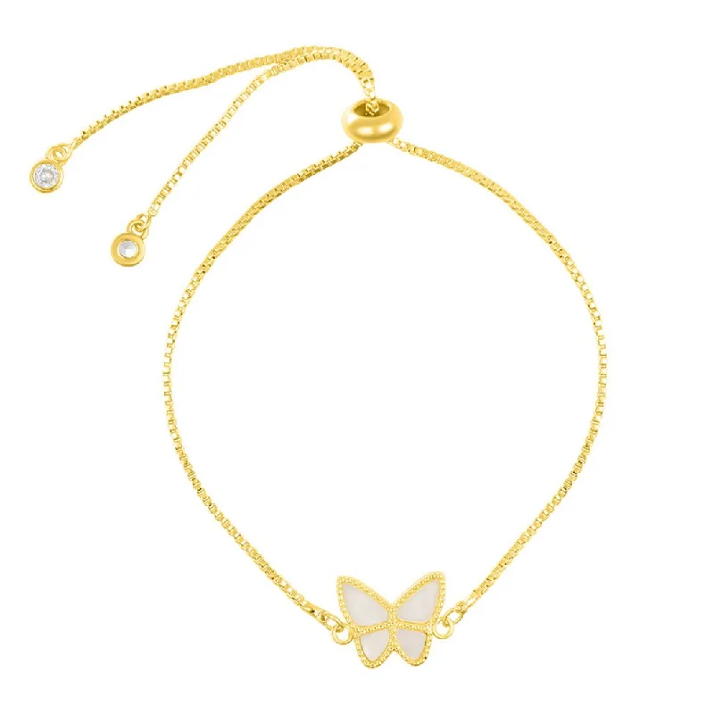 Stunning Jewelry Pieces At The Lowest Prices Ever 14k Gold Plated White Butterfly Bolo Bracelet Stunning Jewelry Pieces At The Lowest Prices Ever 14k Gold Plated White Butterfly Bolo Bracelet