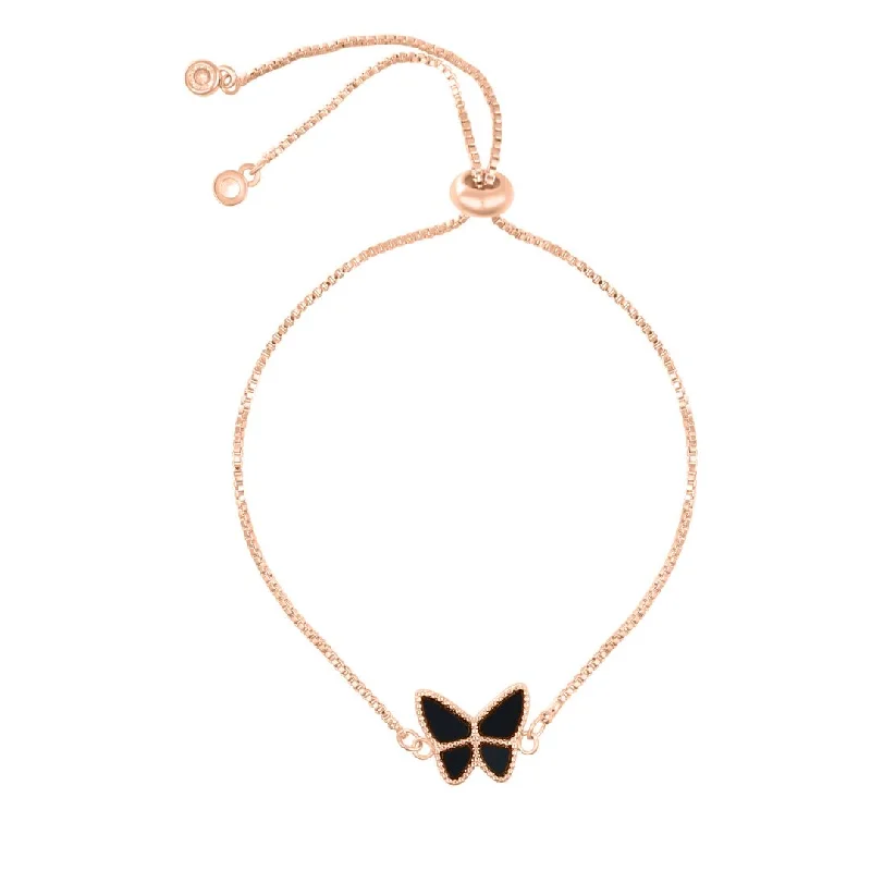Your Perfect Accessory Now At The Best Price 14k Rose Gold Plated Black Butterfly Bolo Bracelet Your Perfect Accessory Now At The Best Price 14k Rose Gold Plated Black Butterfly Bolo Bracelet