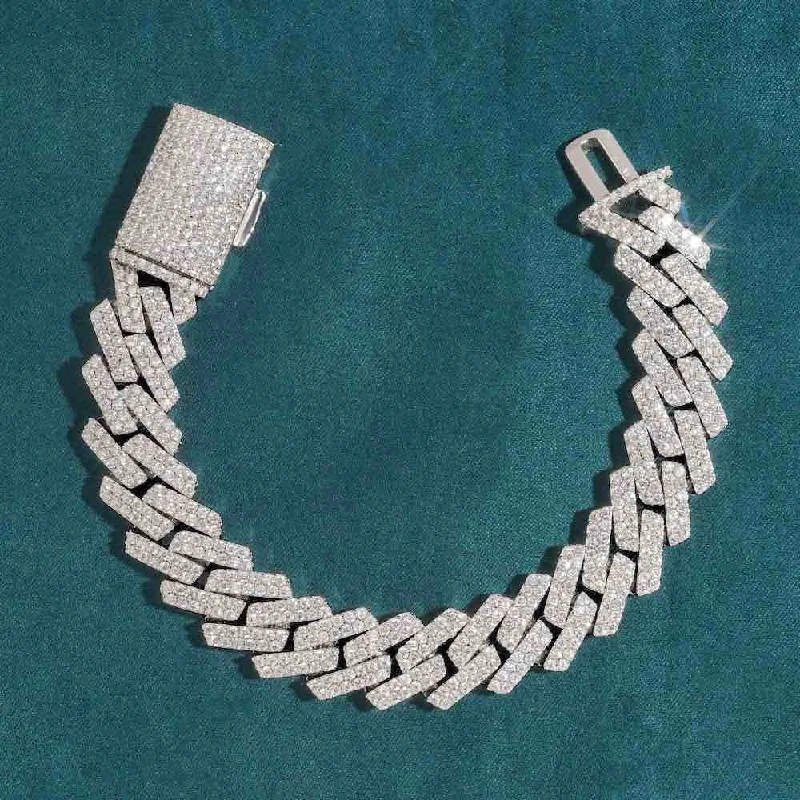 Handmade Pearl Jewelry For Timeless Elegance 15MM 2-Row Moissanite Cuban Link Bracelet 14K Gold Handmade Pearl Jewelry For Timeless Elegance 15MM 2-Row Moissanite Cuban Link Bracelet 14K Gold