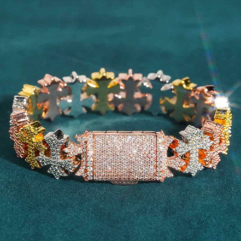 Elegant Jewelry At Unbeatable Offers – Shop Before It's Gone 16MM Moissanite Cross Link Bracelet 14K Tri Tone Elegant Jewelry At Unbeatable Offers – Shop Before It's Gone 16MM Moissanite Cross Link Bracelet 14K Tri Tone