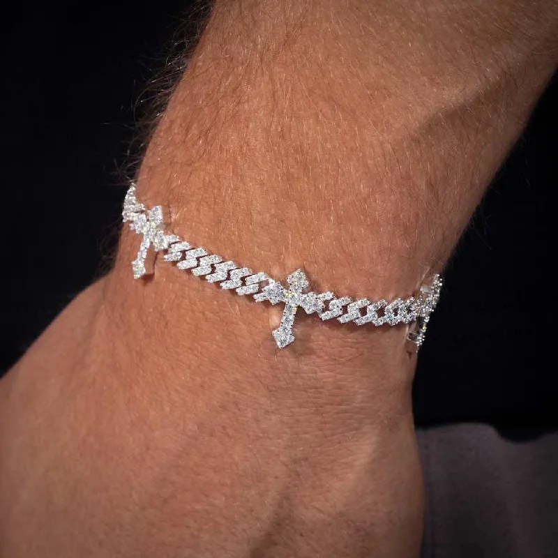 Waterproof Stainless Steel Jewelry For Lasting Beauty 6MM Moissanite Cross Cuban Link Bracelet 14K Gold Waterproof Stainless Steel Jewelry For Lasting Beauty 6MM Moissanite Cross Cuban Link Bracelet 14K Gold