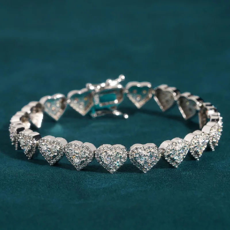Sparkle In Style With Our Best Jewelry Deals 8MM Moissanite Heart Link Bracelet 14K Gold Sparkle In Style With Our Best Jewelry Deals 8MM Moissanite Heart Link Bracelet 14K Gold