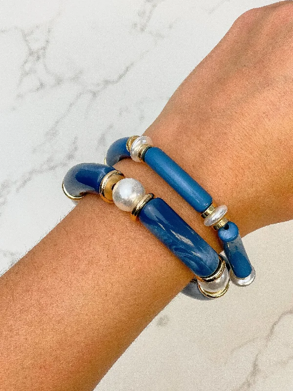 Best-Selling Jewelry Now Available At Special Deals Acrylic Pearl Tube Bracelet Set - Blue Best-Selling Jewelry Now Available At Special Deals Acrylic Pearl Tube Bracelet Set - Blue