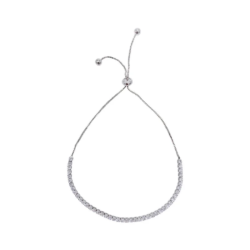 Limited-Time Offer On Elegant Jewelry Pieces Rhodium Plated Adjustable Tennis Bolo Bracelet Limited-Time Offer On Elegant Jewelry Pieces Rhodium Plated Adjustable Tennis Bolo Bracelet