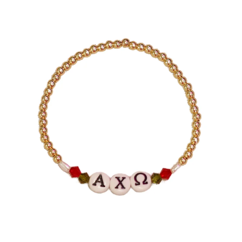 Must-Have Jewelry At Irresistible Discounts bara Boheme | "ALPHA CHI OMEGA" Sorority Greek Letter Ball Beaded Bracelet Must-Have Jewelry At Irresistible Discounts bara Boheme | "ALPHA CHI OMEGA" Sorority Greek Letter Ball Beaded Bracelet