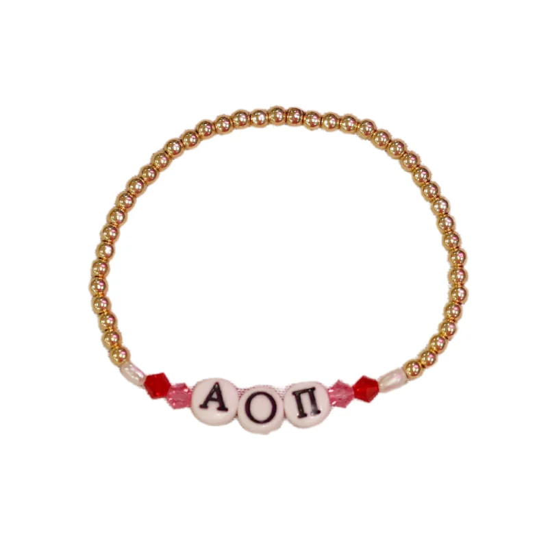 Chic And Stylish Jewelry At Discounted Prices bara Boheme | "ALPHA OMICRON PI" Sorority Greek Letter Ball Beaded Bracelet Chic And Stylish Jewelry At Discounted Prices bara Boheme | "ALPHA OMICRON PI" Sorority Greek Letter Ball Beaded Bracelet