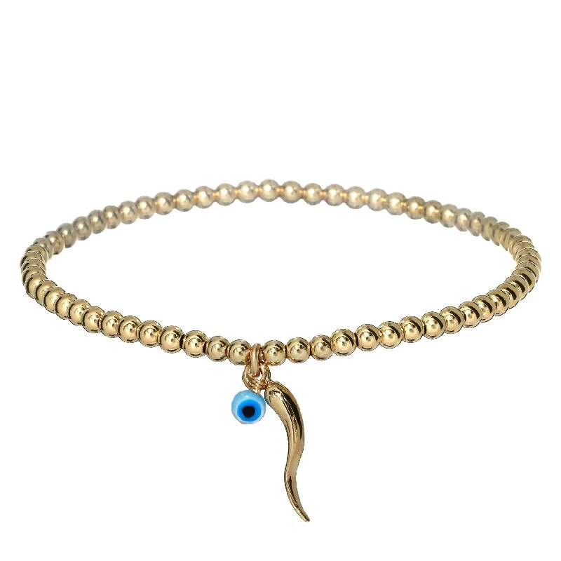 Flash Sale On Stunning Jewelry – Don't Miss Out bara boheme | "ITALIAN HORN + EVIL EYE" Charm on Gold-Filled ball beaded Bracelet Flash Sale On Stunning Jewelry – Don't Miss Out bara boheme | "ITALIAN HORN + EVIL EYE" Charm on Gold-Filled ball beaded Bracelet