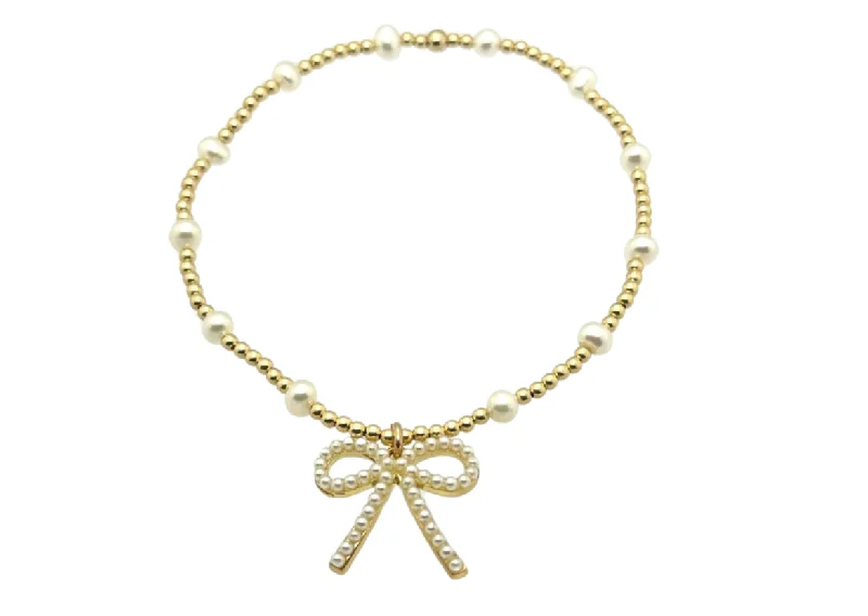 Upgrade Your Jewelry Collection For Less "BARA + FWP BOW" Charm Gold Filled & Pearl Beaded Bracelet Upgrade Your Jewelry Collection For Less "BARA + FWP BOW" Charm Gold Filled & Pearl Beaded Bracelet