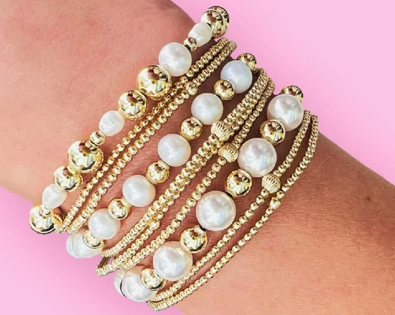 Exclusive Online Discounts On Stylish Jewelry "CLASSIC" Gold Filled & Pearls Beaded Bracelets Stack Exclusive Online Discounts On Stylish Jewelry "CLASSIC" Gold Filled & Pearls Beaded Bracelets Stack