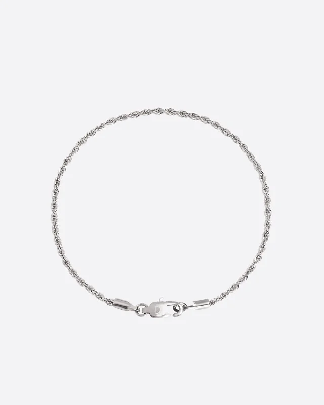Shop Handcrafted Jewelry At Special Promotional Rates CLEAN ROPE BRACELET. - 2MM WHITE GOLD Shop Handcrafted Jewelry At Special Promotional Rates CLEAN ROPE BRACELET. - 2MM WHITE GOLD
