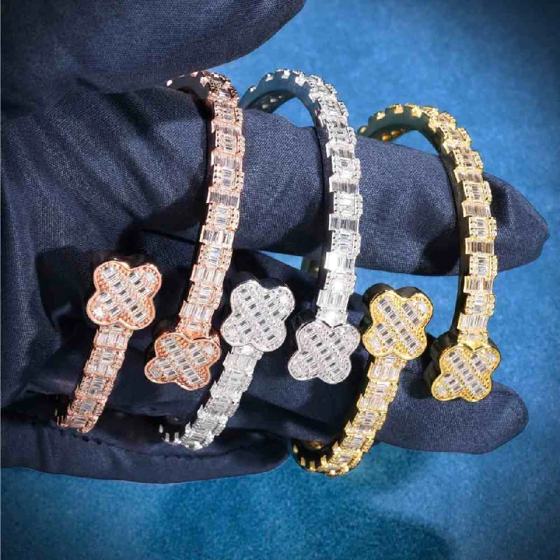 Huge Savings On Premium Jewelry Styles Floral Baguette Moissanite Bangle Bracelet 14K Gold Huge Savings On Premium Jewelry Styles Floral Baguette Moissanite Bangle Bracelet 14K Gold