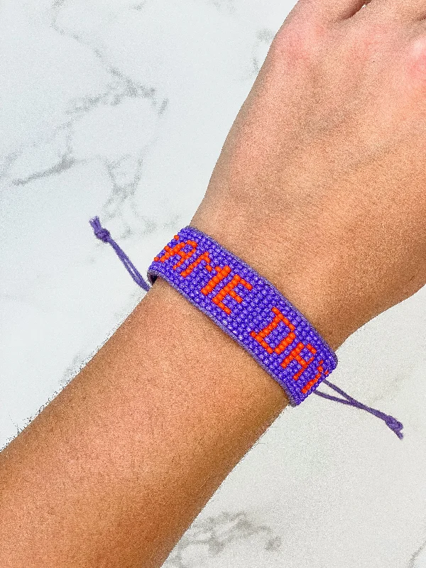 Affordable Glamour – Premium Jewelry At Special Prices 'Game Day' Beaded Adjustable Bracelet - Purple & Orange Affordable Glamour – Premium Jewelry At Special Prices 'Game Day' Beaded Adjustable Bracelet - Purple & Orange