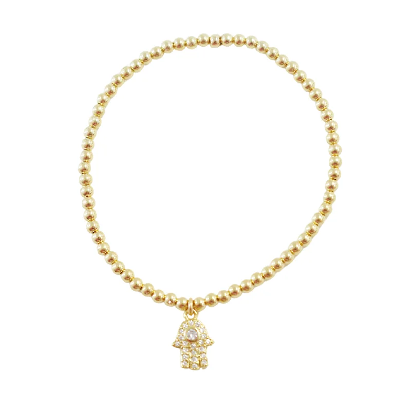 Fashion-Forward Jewelry At Incredible Prices "Hamsa Solitaire" CZ Charm Gold Filled Ball Bead Bracelet Fashion-Forward Jewelry At Incredible Prices "Hamsa Solitaire" CZ Charm Gold Filled Ball Bead Bracelet