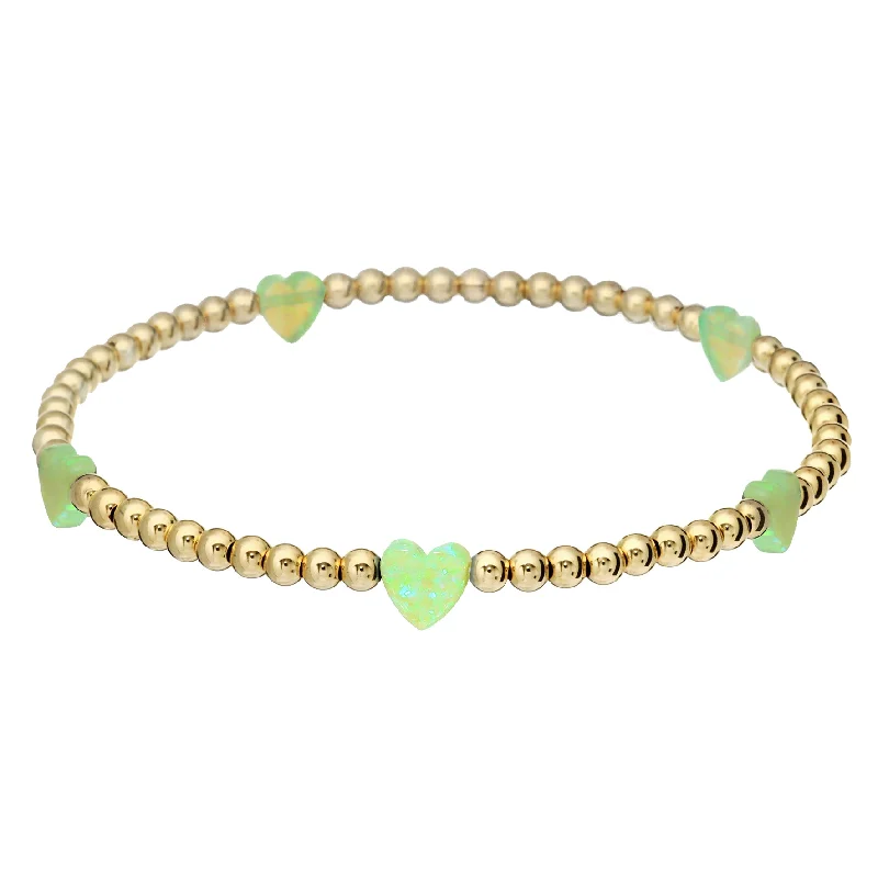 Timeless Elegance, Temporary Discounts – Act Fast "HEART BTY" OPAL Charm on 3mm Ball Beaded Bracelet Timeless Elegance, Temporary Discounts – Act Fast "HEART BTY" OPAL Charm on 3mm Ball Beaded Bracelet