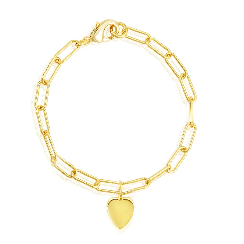 Shop Stylish Jewelry Now And Save Big 14k Gold Plated Heart Charm Paper Clip Chain Bracelet Shop Stylish Jewelry Now And Save Big 14k Gold Plated Heart Charm Paper Clip Chain Bracelet
