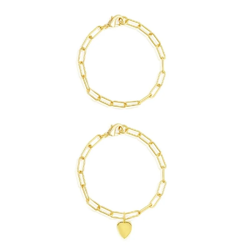Limited-Stock Jewelry Sale – Once It's Gone, It's Gone Tarnish Resistant 14k Gold Plated Heart Paper Clip Chain Set Limited-Stock Jewelry Sale – Once It's Gone, It's Gone Tarnish Resistant 14k Gold Plated Heart Paper Clip Chain Set