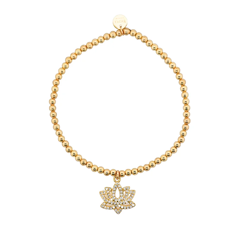 Fashion-Forward Jewelry At Exclusive Discounts "LOTUS FLOWER" Gold Plated Charm with 14K Gold Filled beads Bracelet Fashion-Forward Jewelry At Exclusive Discounts "LOTUS FLOWER" Gold Plated Charm with 14K Gold Filled beads Bracelet
