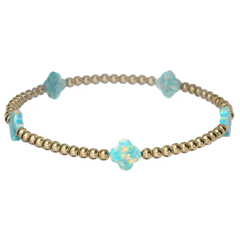 Grab Your Dream Jewelry At The Lowest Prices "LUCKY CLOVER" Medium Opal BTY on Gold Filled beaded Bracelet Grab Your Dream Jewelry At The Lowest Prices "LUCKY CLOVER" Medium Opal BTY on Gold Filled beaded Bracelet