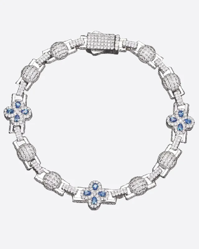 Luxury Handcrafted Jewelry For Elegant Looks MOISSANITE BLUE CLOVER LINK BRACELET. - WHITE GOLD Luxury Handcrafted Jewelry For Elegant Looks MOISSANITE BLUE CLOVER LINK BRACELET. - WHITE GOLD