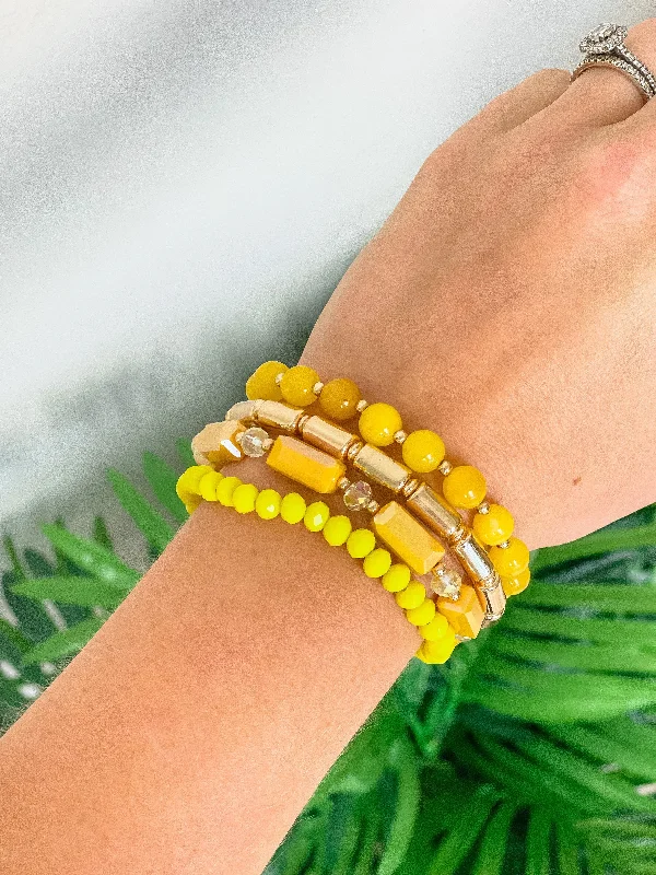 Delicate Crystal Jewelry For Sophisticated Charm Multi Beaded Stretch Stack - Yellow Delicate Crystal Jewelry For Sophisticated Charm Multi Beaded Stretch Stack - Yellow