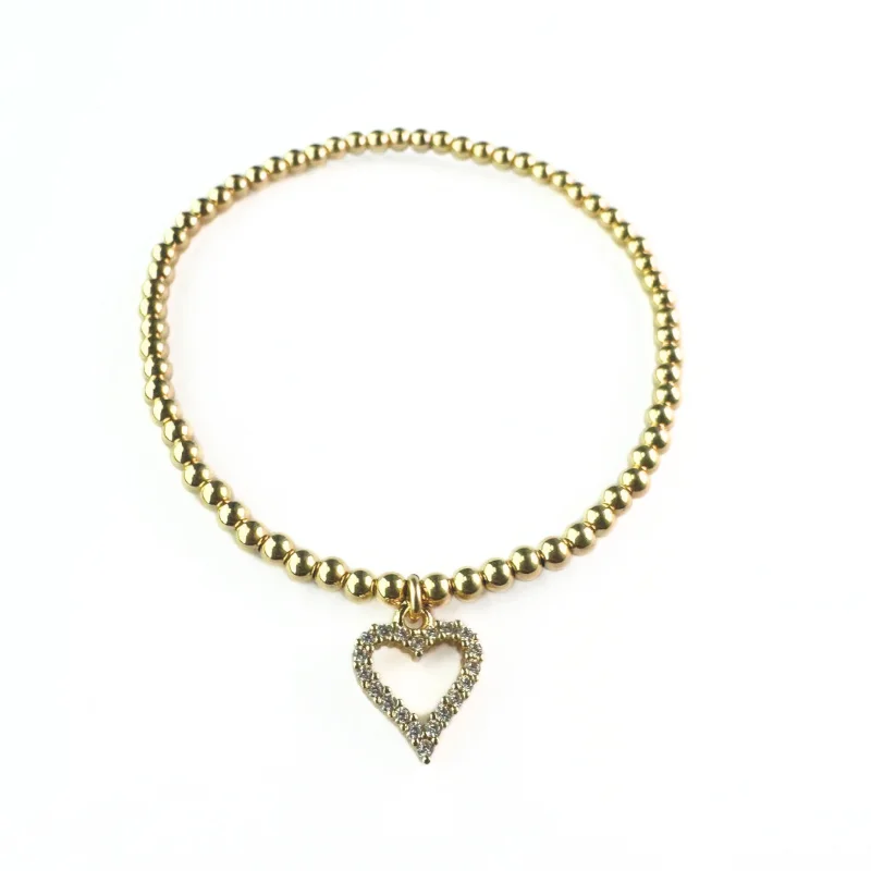 Premium Jewelry, Premium Discounts – Act Fast "ROMANCE" Heart Charm Gold Filled Ball Bead Bracelet Premium Jewelry, Premium Discounts – Act Fast "ROMANCE" Heart Charm Gold Filled Ball Bead Bracelet