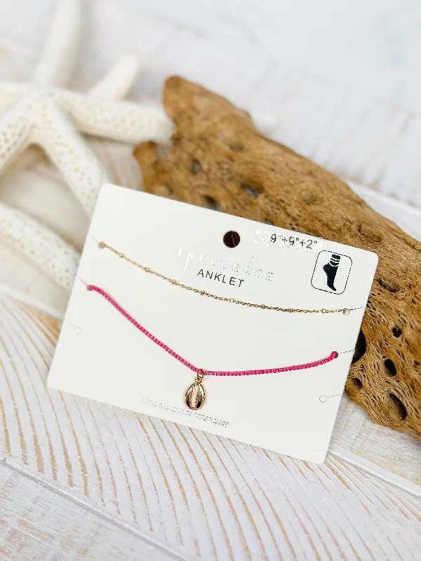 Special Offers On Handcrafted And Designer Jewelry Sealife Ankle Bracelet Set - Pink Seashell Special Offers On Handcrafted And Designer Jewelry Sealife Ankle Bracelet Set - Pink Seashell