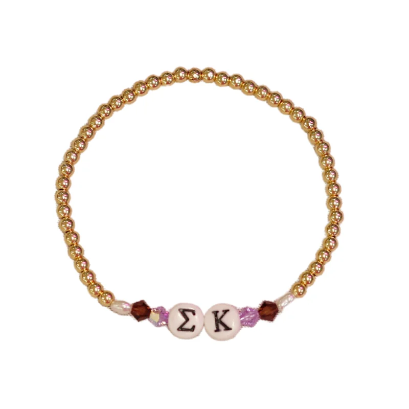 Eco-Friendly Sustainable Jewelry For Conscious Buyers bara Boheme | "SIGMA KAPPA" Sorority Greek Letter Ball Beaded Bracelet Eco-Friendly Sustainable Jewelry For Conscious Buyers bara Boheme | "SIGMA KAPPA" Sorority Greek Letter Ball Beaded Bracelet