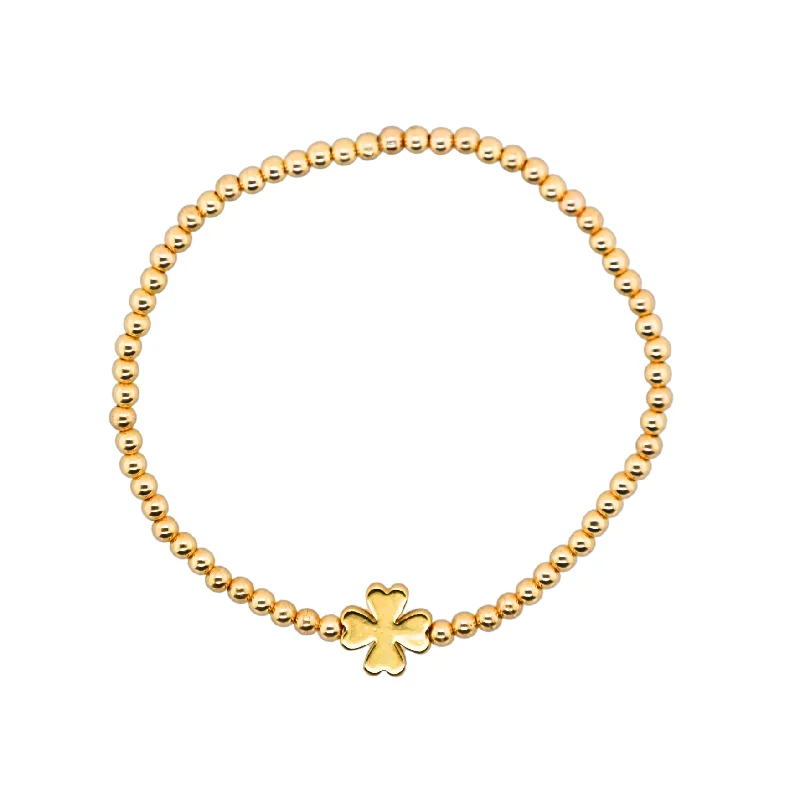 Shop High-Quality Jewelry At Jaw-Dropping Discounts "SOLID CLOVER" Gold Plated Charm with 14K Gold Filled beads Bracelet Shop High-Quality Jewelry At Jaw-Dropping Discounts "SOLID CLOVER" Gold Plated Charm with 14K Gold Filled beads Bracelet