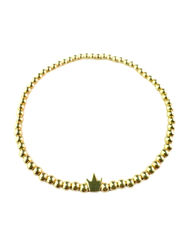 Bold And Beautiful Jewelry Now At Irresistible Prices "SOLID CROWN" Charm Gold Filled Ball Beaded Bracelet Bold And Beautiful Jewelry Now At Irresistible Prices "SOLID CROWN" Charm Gold Filled Ball Beaded Bracelet