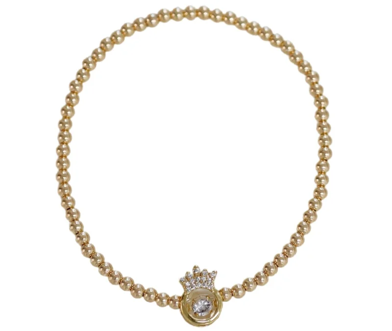 Shop Jewelry That Shines Without The High Price "Solitaire Crown" CZ Gold Filled Ball Beaded Bracelet Shop Jewelry That Shines Without The High Price "Solitaire Crown" CZ Gold Filled Ball Beaded Bracelet
