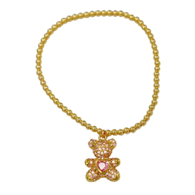Luxury Jewelry At Unbeatable Discounts "THE BEAR" CZ Charm Gold Filled Ball Bead Bracelet Luxury Jewelry At Unbeatable Discounts "THE BEAR" CZ Charm Gold Filled Ball Bead Bracelet