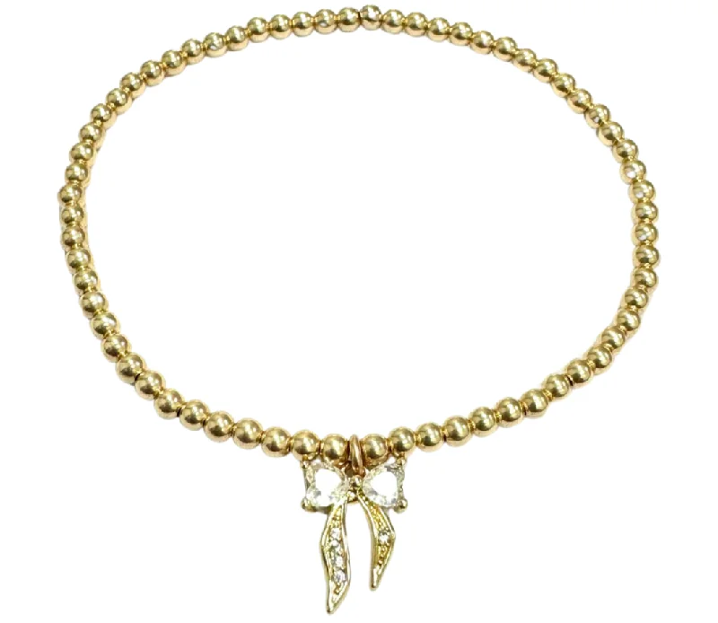 Luxury Jewelry Without The Luxury Price Tag "BOW MIRACLE" Charm on 3MM Gold Filled Ball Beaded Bracelet Luxury Jewelry Without The Luxury Price Tag "BOW MIRACLE" Charm on 3MM Gold Filled Ball Beaded Bracelet