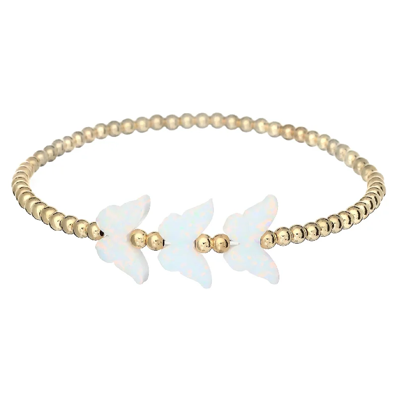 Exclusive Jewelry Markdowns – Limited-Time Offer "TRIPLE BUTTERFLY" Opal Charm and Gold Filled Ball Beaded Bracelet Exclusive Jewelry Markdowns – Limited-Time Offer "TRIPLE BUTTERFLY" Opal Charm and Gold Filled Ball Beaded Bracelet