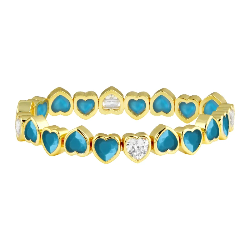 Chic And Stylish Jewelry At Discounted Prices Turquoise Stretchy Bezel Heart Bracelet Chic And Stylish Jewelry At Discounted Prices Turquoise Stretchy Bezel Heart Bracelet