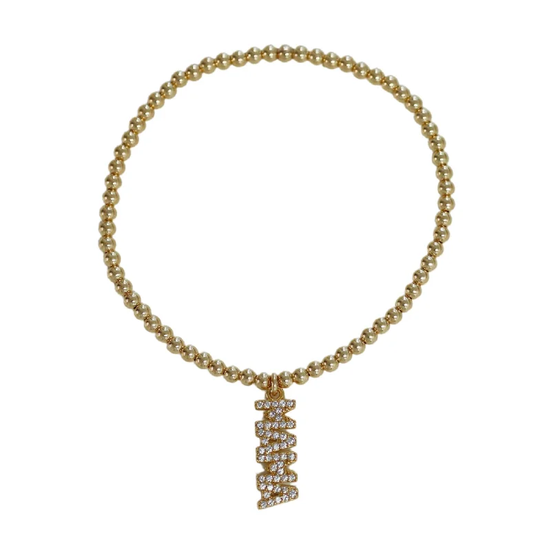 Elegant Jewelry Styles At Budget-Friendly Prices "VERTICAL MAMA" Pave Charm CZ Gold Filled Ball Beaded Bracelet Elegant Jewelry Styles At Budget-Friendly Prices "VERTICAL MAMA" Pave Charm CZ Gold Filled Ball Beaded Bracelet